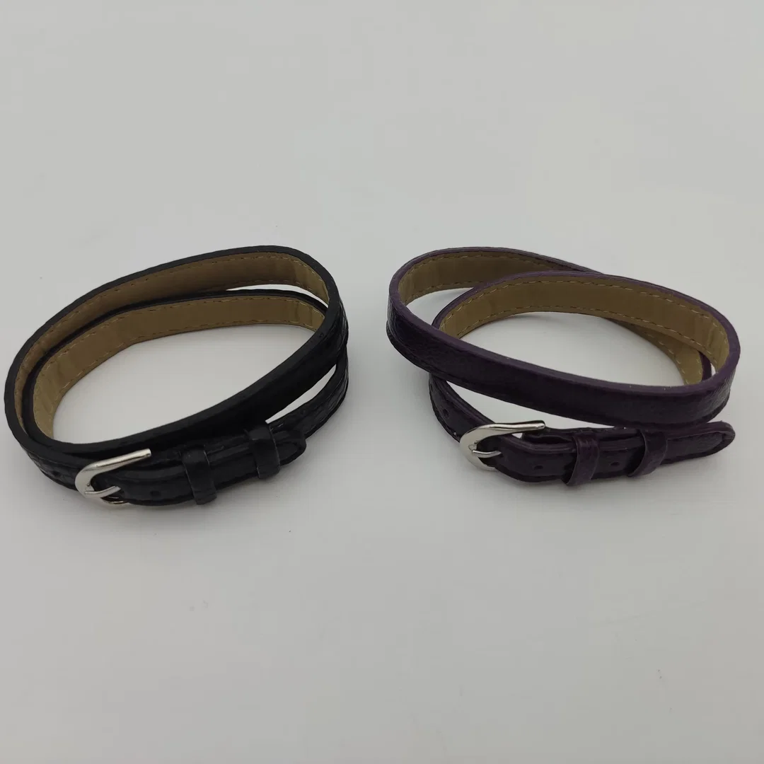 2 Armbänder Lederimitat violett, schwarz – Bild 3