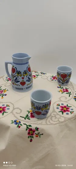 Lilien Porzellan Krug & 2 Becher Set | Einmaliges Unikat - Bild 2