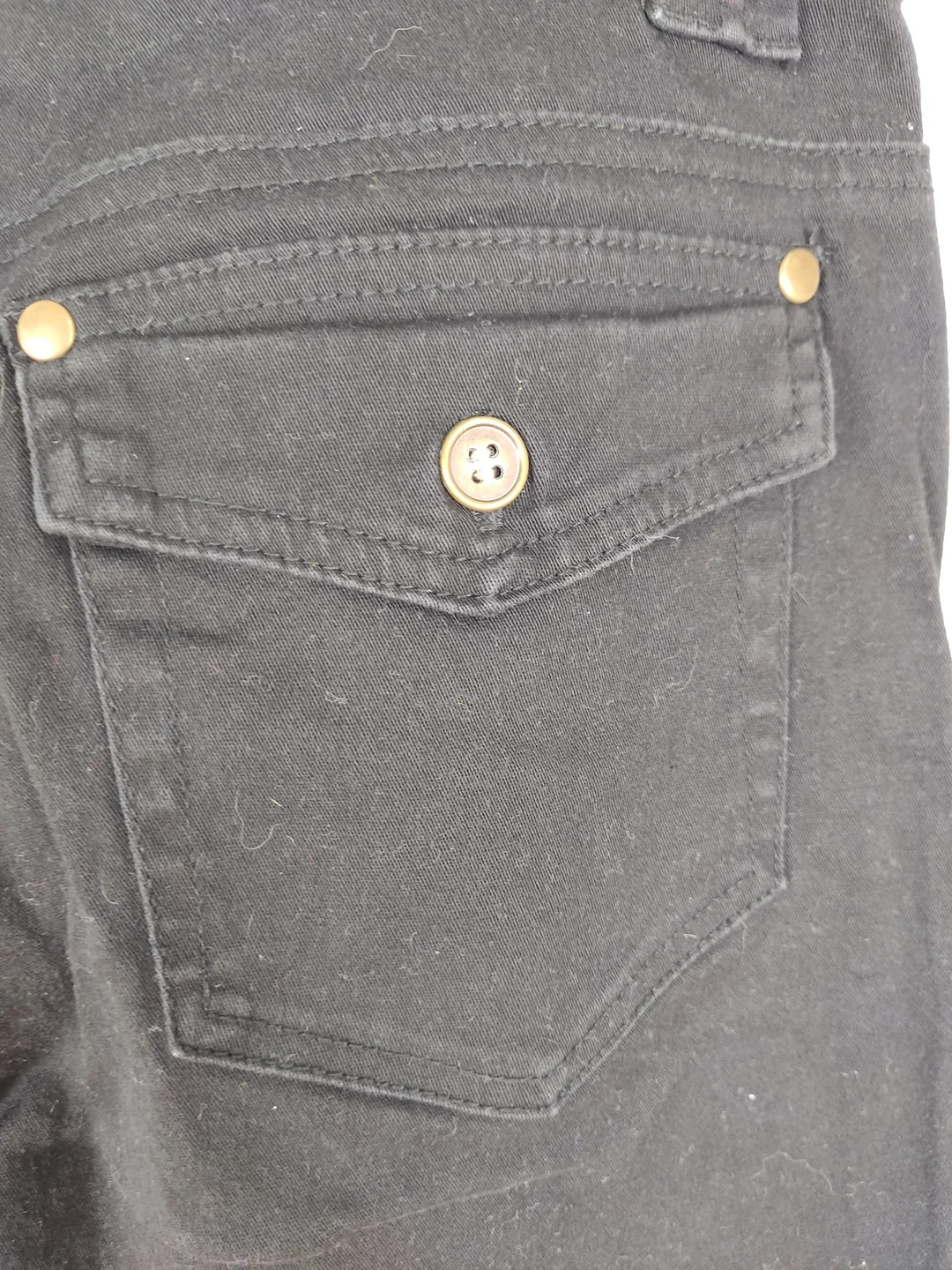 Jeans "Rainbow Collection", dreiviertellang mit Stretch, schwarz mit Taschen, Größe 34 – Bild 4