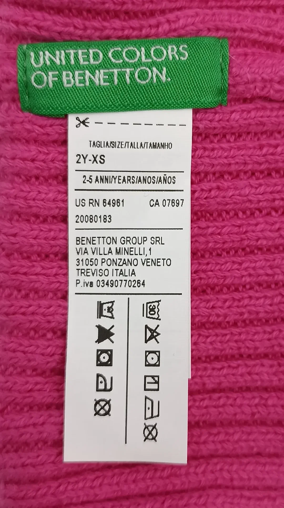 United Colors of Benetton Kindermütze rosa Gr. 2Y-XS – Bild 3