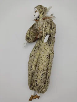 Harlekin Porzellanpuppe Gold 50 cm | Sammler-Unikat - Bild 9