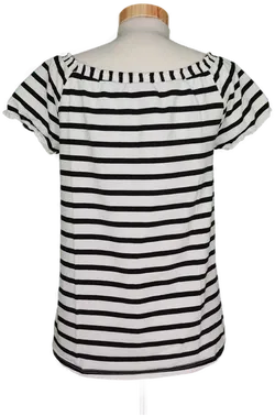 Orsay Damen Shirt mit Gummizug im Ausschnitt schwarz/weiß - M/38 - Bild 2