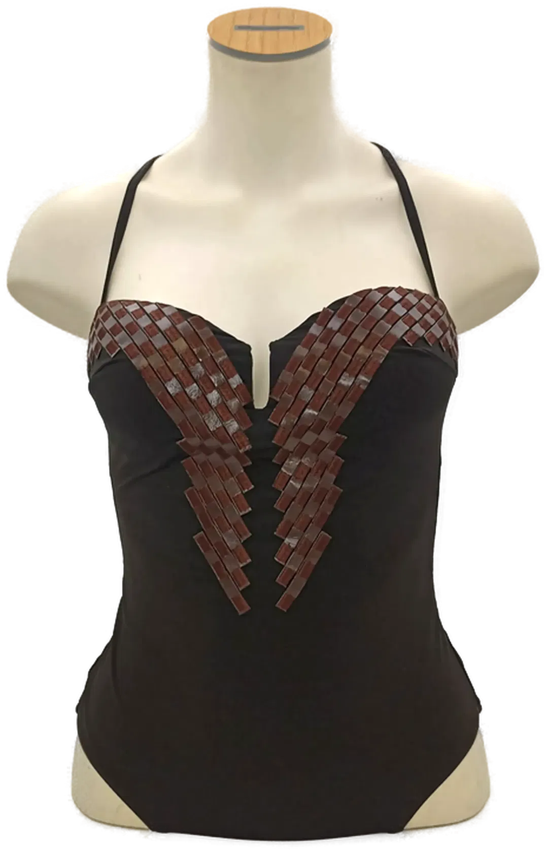 LA PERLA Badeanzug schwarz mit Kunstleder-Applikationen Gr. 38 - Bild 1