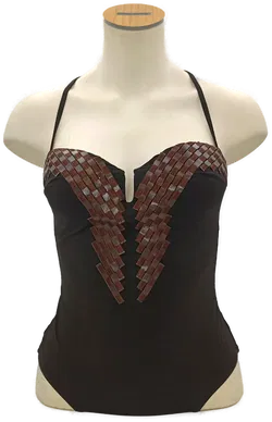 LA PERLA Badeanzug schwarz mit Kunstleder-Applikationen Gr. 38 - Bild 1