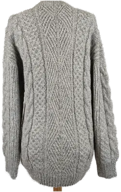 Damen Wollpulover mit Zopfmuster grau - XXL/44 - Bild 2