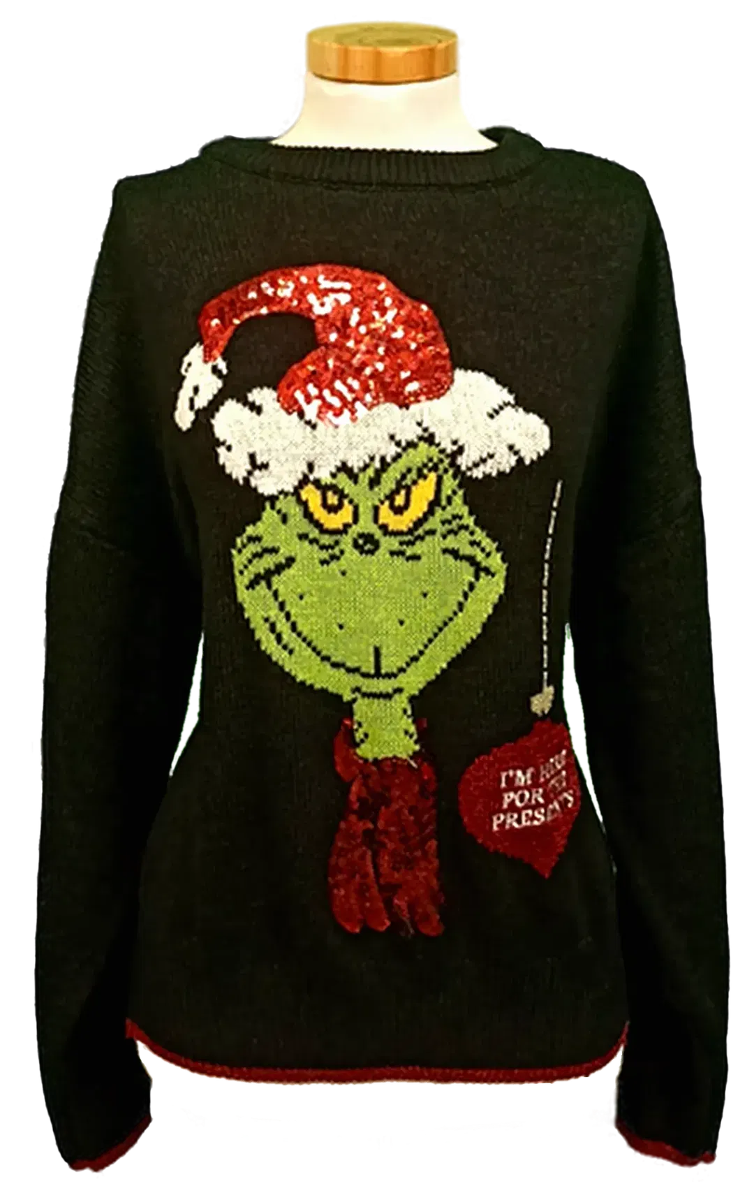 The Grinch Weihnachtspullover schwarz gemustert Gr. XL - Bild 1