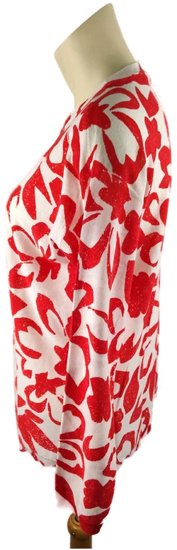 Bonita Damenpullover Baumwolle Rot-Weiß Geblümt | Frühlingslook – Vorschau 2
