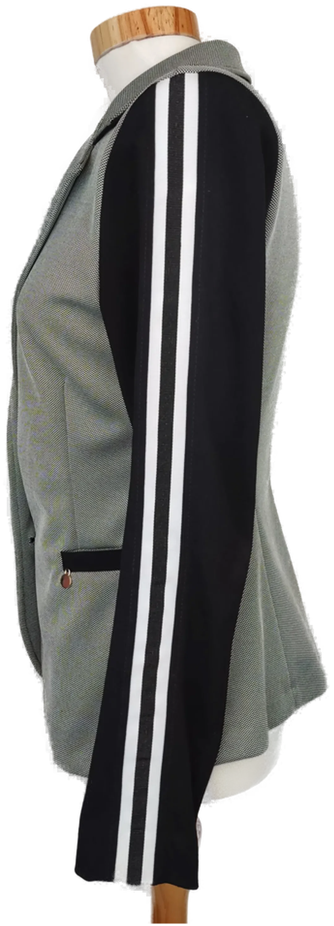 Rinascimento Damen Blazer grau/weiß/schwarz mit gestreiften Ärmeln - S/36 – Bild 3