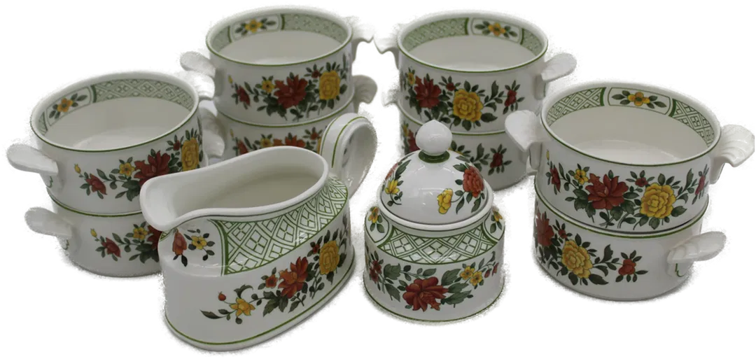 Villeroy & Boc Set Summerday • 10-tlg. bestehend aus 8 Suppentassen - 1 Sauciere - 1 Zuckerdose - Bild 1