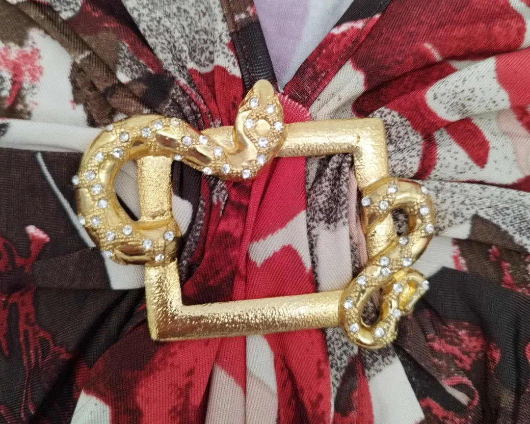 Roberto Cavalli Midikleid mit Schlangenschmuck - L, 94% Viskose, 6% Elasthan – Bild 5