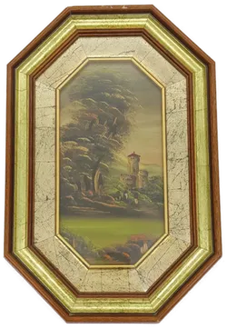 2 Landschaftsbilder auf Kupfer im achteckigen Rahmen, unsigniert - Bild 2