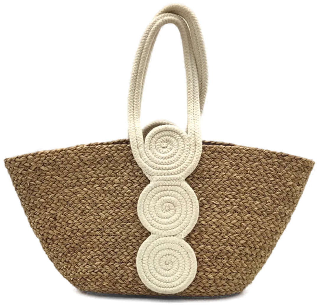 Strohhandtasche Damen mit weißen Muster – Bild 2