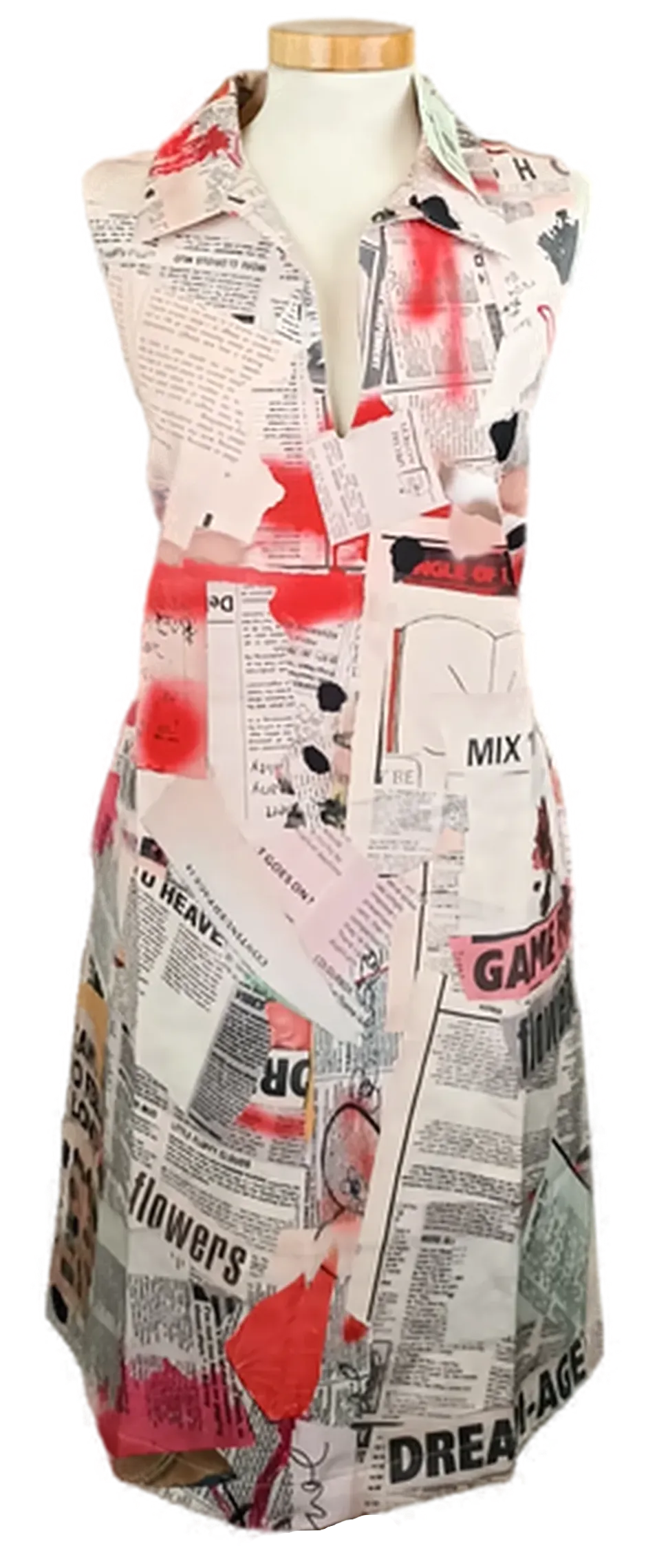 Desigual Damen Midikleid mit Zeitungsmuster Gr. L – Bild 1