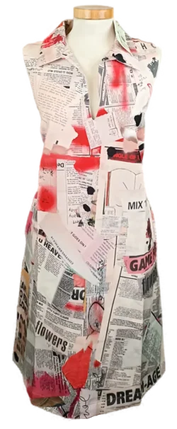 Desigual Damen Midikleid mit Zeitungsmuster Gr. L – Vorschau 1