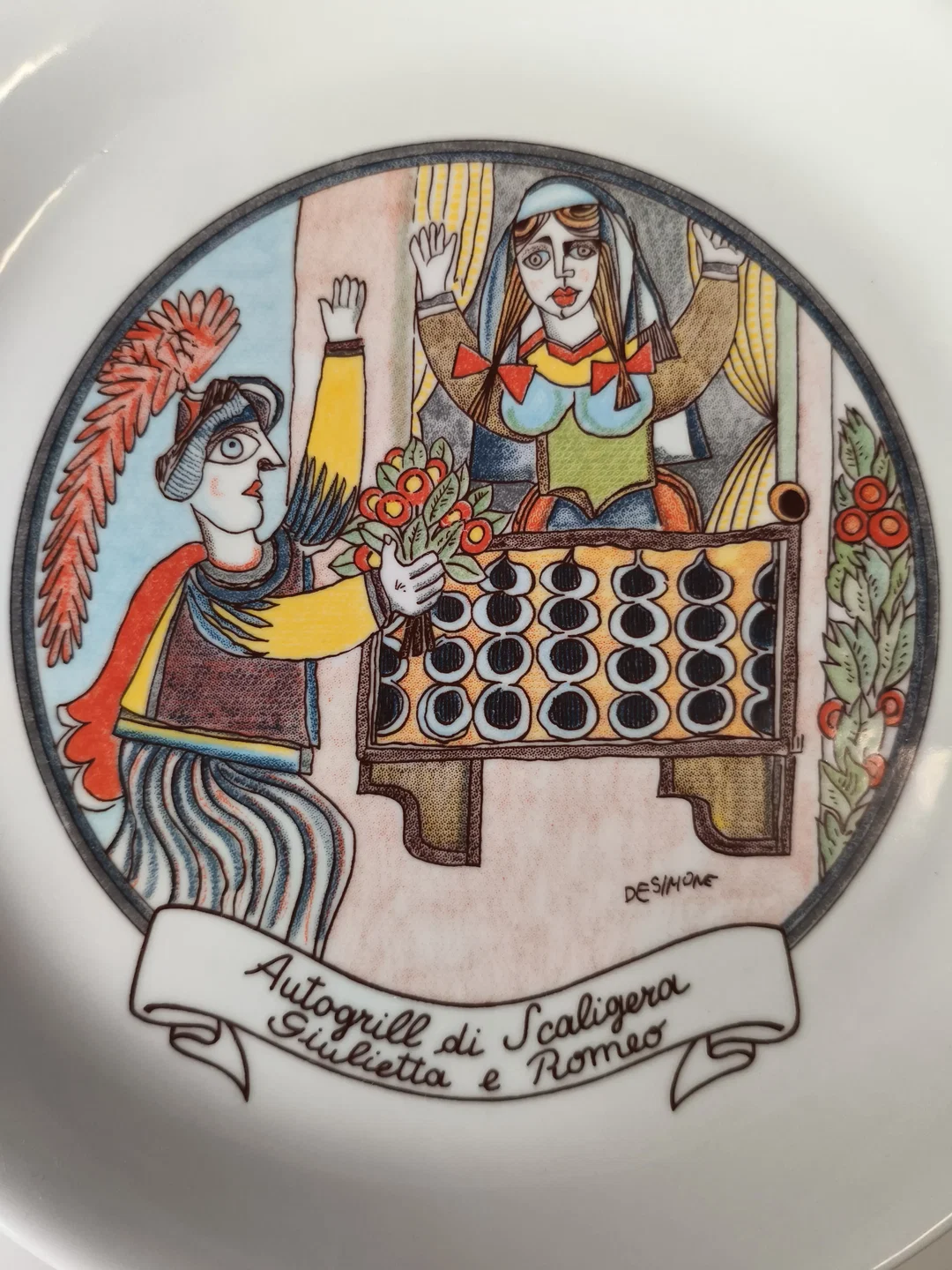 ital. Werbeteller Autogrill "Giulietta e Romeo", Vintage – Bild 3