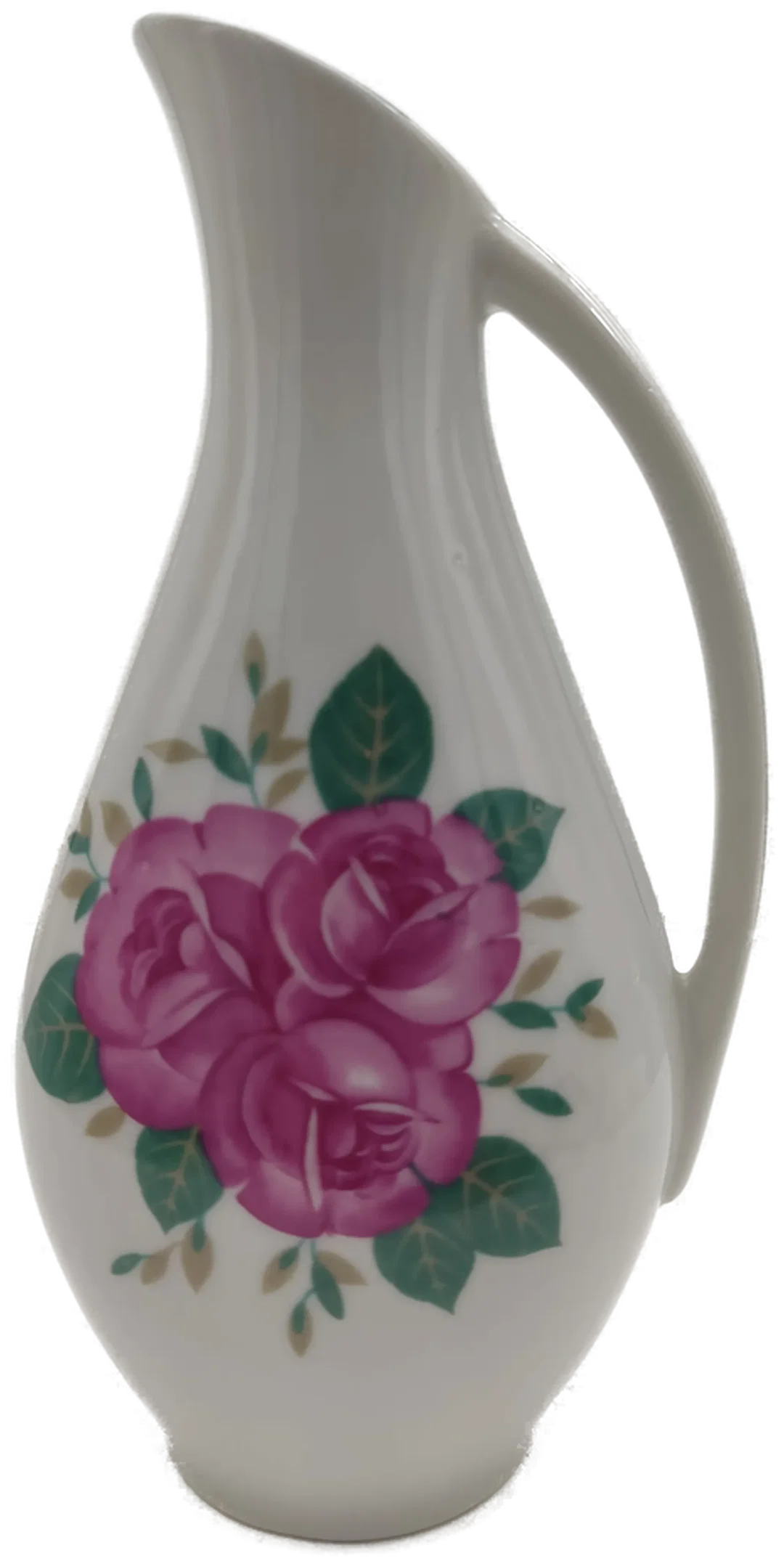 Porzellanvase mit Blumenmotiv aus Unterweissbach | DDR-Ostalgie Henkelvase - Bild 1