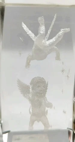 Kristallklarer Briefbeschwerer aus Glas - Engel-Motiv mit Sternen / 8x5x5cm – Vorschau 2