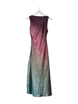 ZARA Damen Maxikleid, bordeaux/grün - XS / 34  - Bild 2