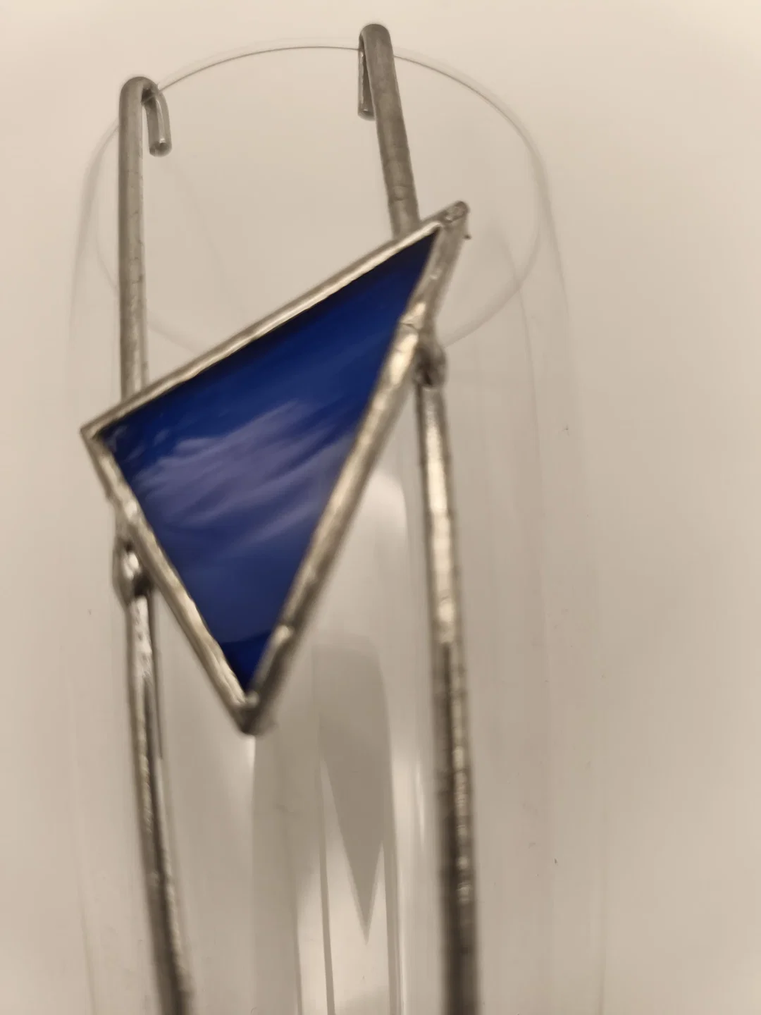 Champagner-/Sektgläser 6 Stück handverziert mit blauen Glasdreiecken Kunsthandwerk – Bild 3