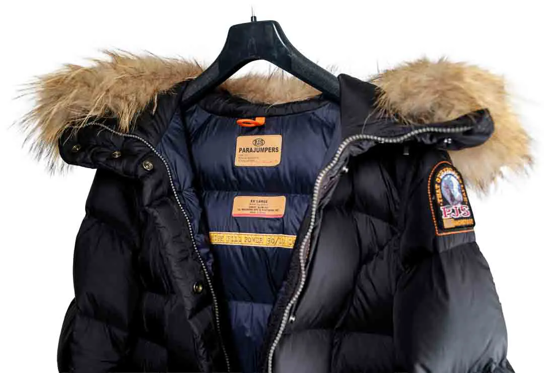 Mantel Jacke Parajumpers Damen-Daunenparka mit Fellkapuze, Schwarz, Gr. L Winter – Bild 4