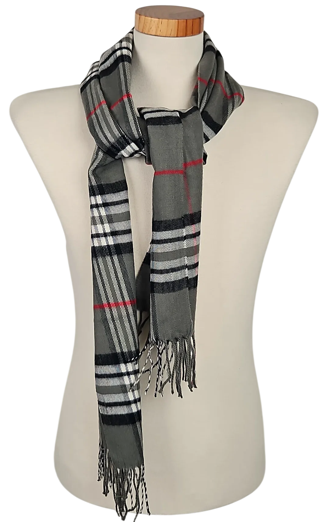Schal, grau/kariert - Bild 1