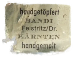 Steinzeug Karaffe von Bandi, Feistriz Österreich, handgetöpfert, handgemalt. D 22 cm / H 16,5 cm - Bild 5