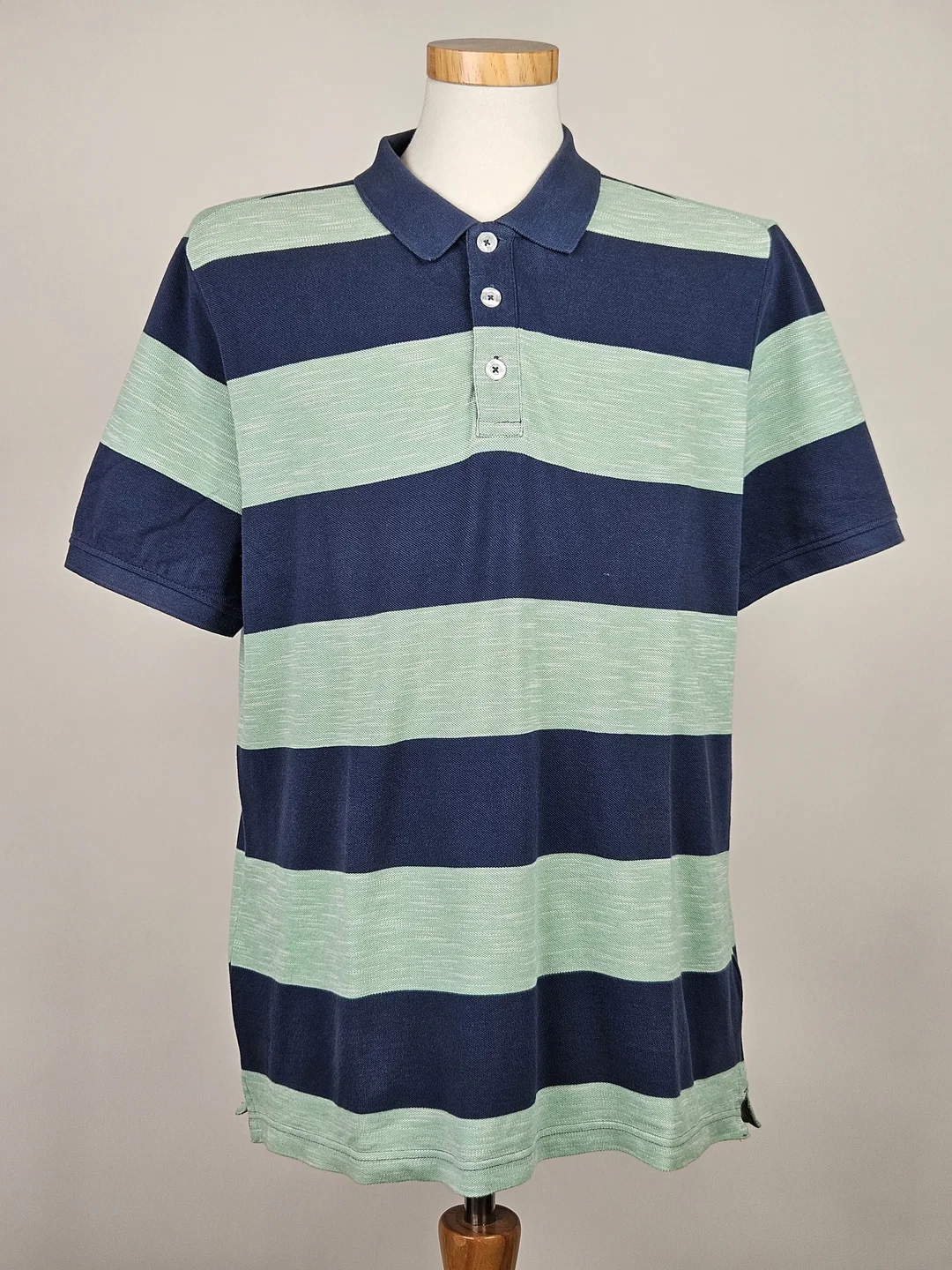 Charles Vögele Herren Poloshirt, blau/grün - Gr. L  - Bild 4