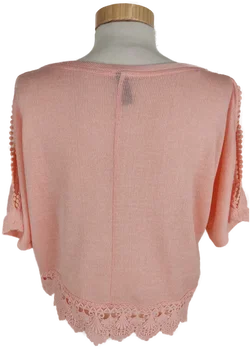 Pullover "Colloseum" kurzarm mit Rundhalsausschnitt, lachsmeliert, Größe L – Vorschau 4