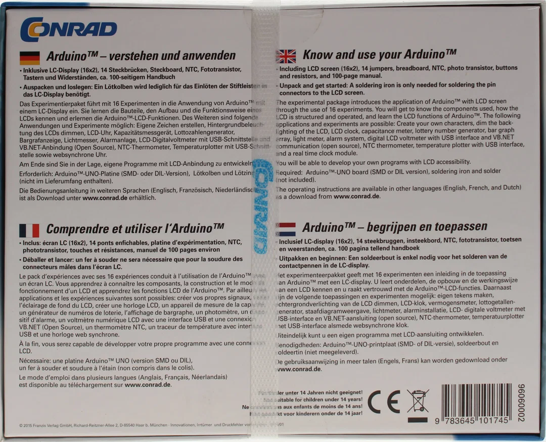 Conrad Arduino™ Starterset – „Arduino verstehen und anwenden“ – 16 Experimente – inkl. LCD-Display & Bauteile – Bild 2