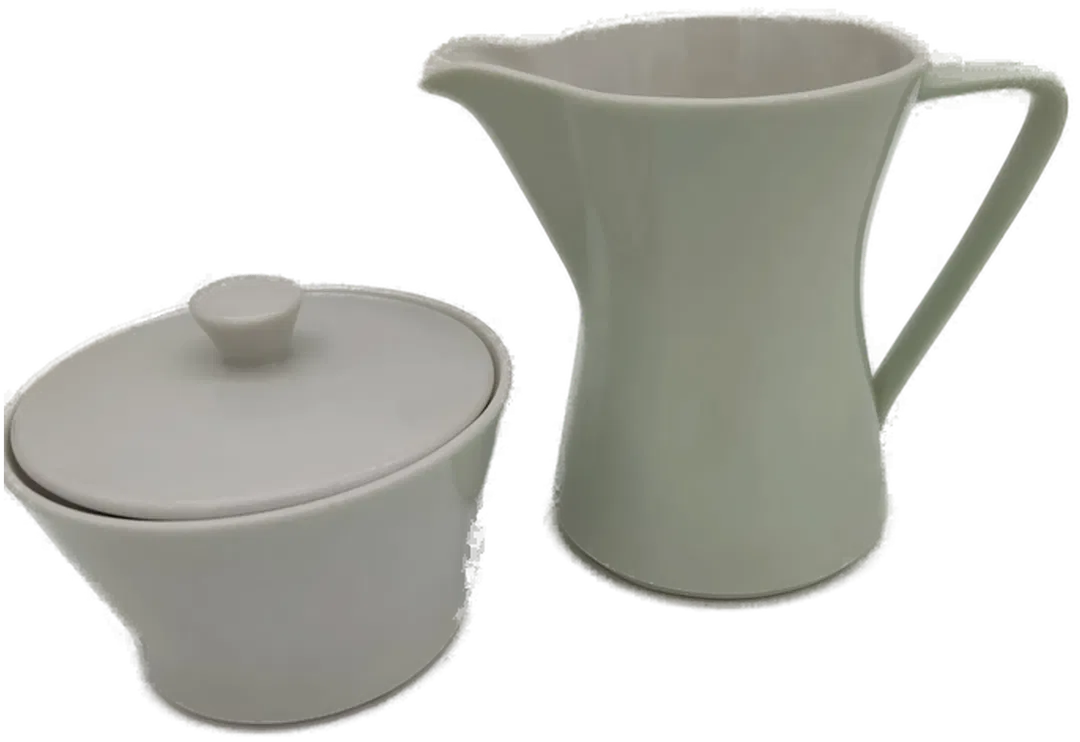 Lilien Porzellan Milchkanne und Zuckerdose in hellgrün - Bild 4