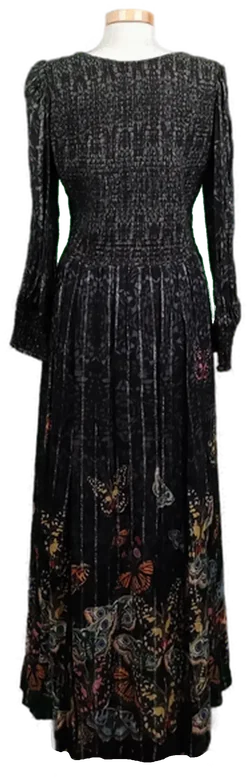 Desigual Damen Maxikleid schwarz mit Schmetterlinge Gr. XL - Bild 2