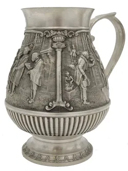 Zinnkrug mit Spitzweg-Motiv 95 % Zinn, Made in Austria - Klassische Zinnkanne mit Deckel  95 % Zinn, handwerkliche Qualität aus Österreich - Bild 2