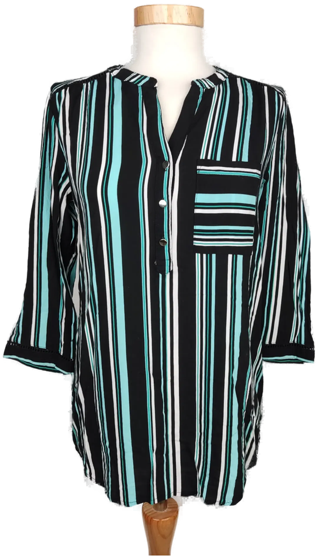 C&A Damen Bluse schwarz/blau/weiß gestreift - S/36 - Bild 4
