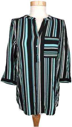 C&A Damen Bluse schwarz/blau/weiß gestreift - S/36 - Bild 1