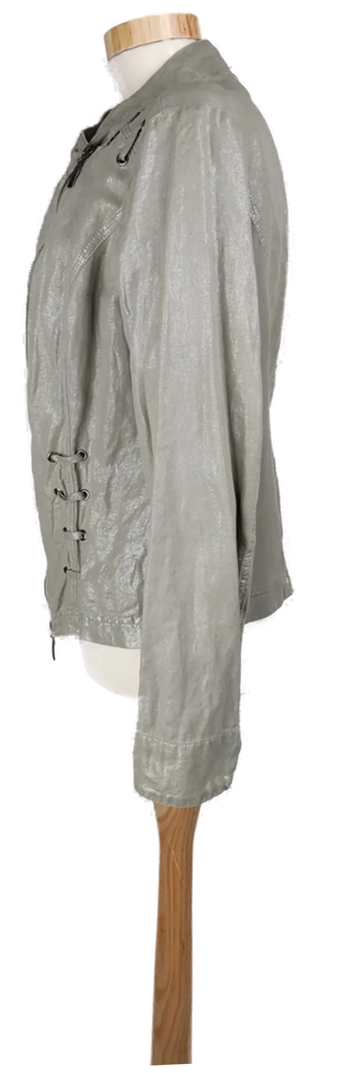 Crisca Damen Jacke grau glänzend - L/42 – Bild 3