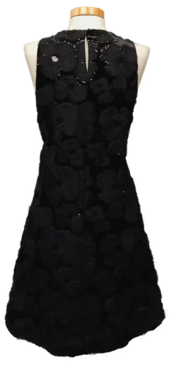 ZARA Damen Samt-Minikleid mit 3D Blüten schwarz Gr. XL - Bild 2