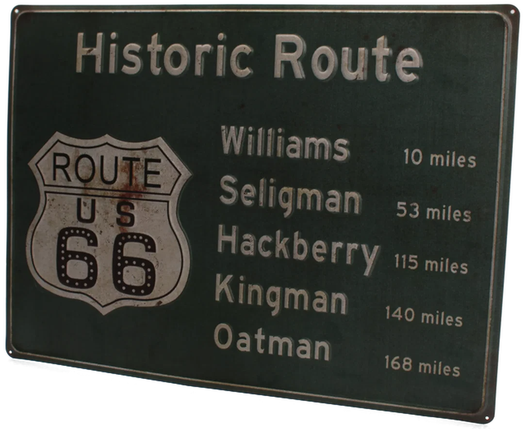 Route 66 Blechschild | Historic Road Sign USA | Vintage Metallschild Deko Retro – Bild 3