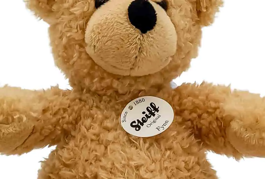 Steiff Teddybär Fynn 28cm Beige Knopf im Ohr gelbe Fahne Nr. 111471 – Bild 2