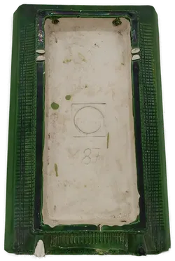 Ofenkachel Darstellung der Rhetorica mit grüner Glasur Breite: ca 23,5cm Höhe: ca 37cm  - Bild 2