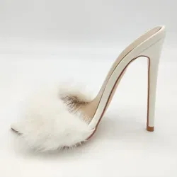 Only Maker Damen Pantoletten mit Fellimitat, weiß - Gr. 36 - Bild 4