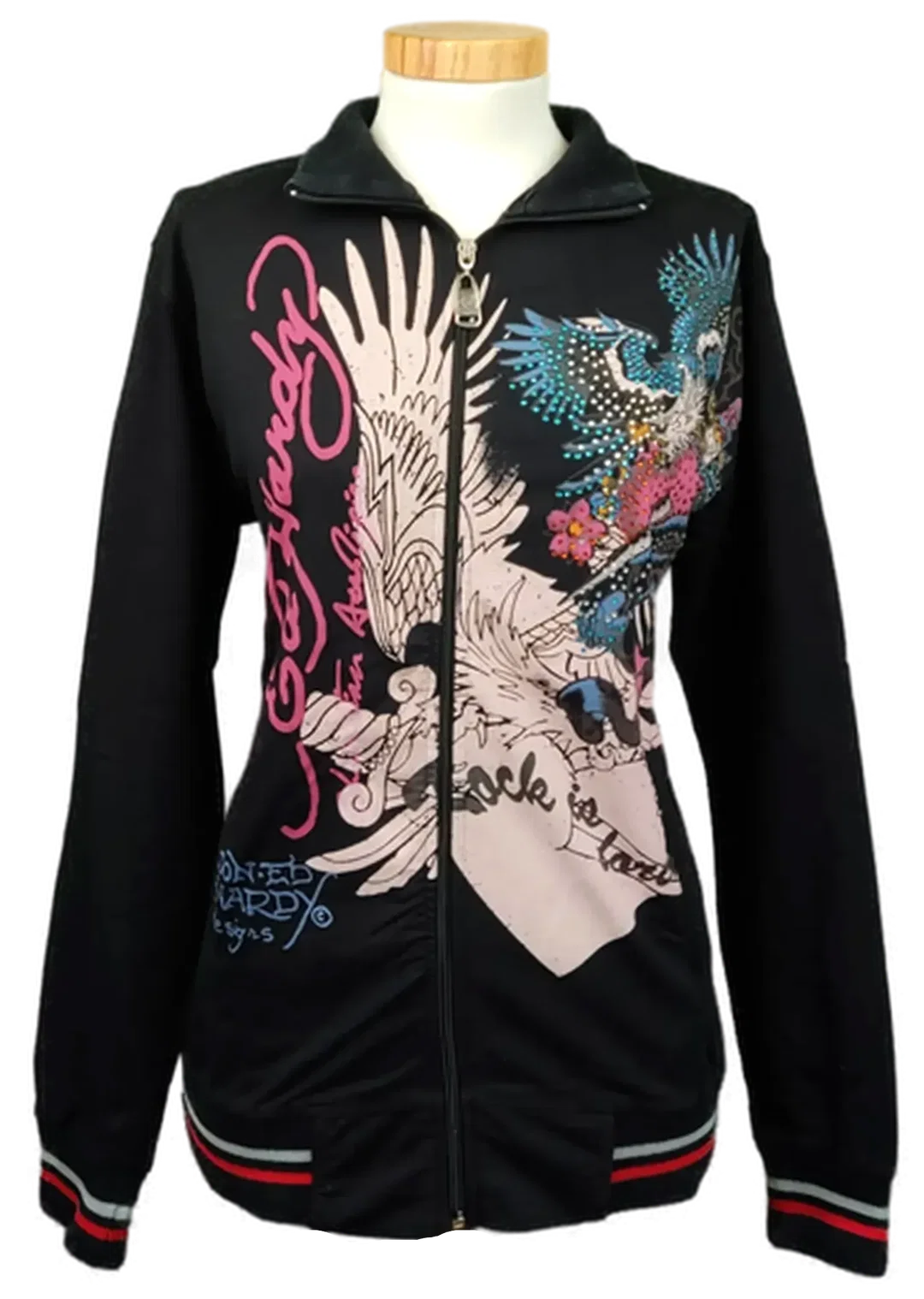 Ed Hardy Damen Zip‑Jacke schwarz gemustert Gr. XXL – Bild 1