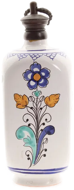 Vintage Keramikflasche von 1960 | Handbemalt | Studiokeramik T.K. | Florales Dekor & Stöpsel - Bild 2