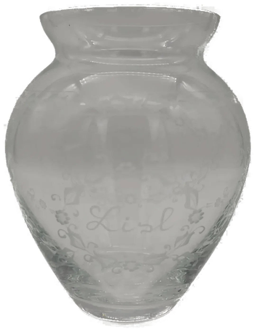 Bohemia Vase graviert, mit Ornamenten und dem Namen "Lisl", H / 18 cm – Bild 2