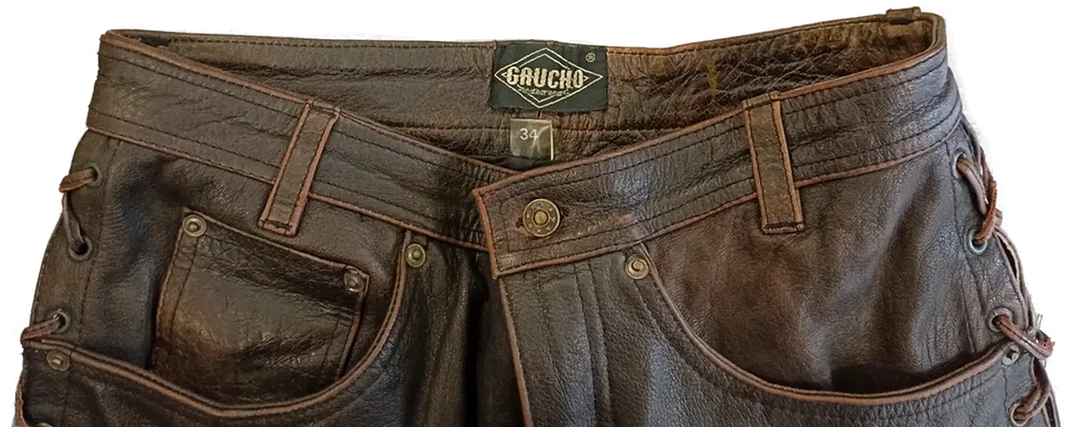 Gaucho Herren Leder Motorradhose braun Gr. 34 – Bild 3