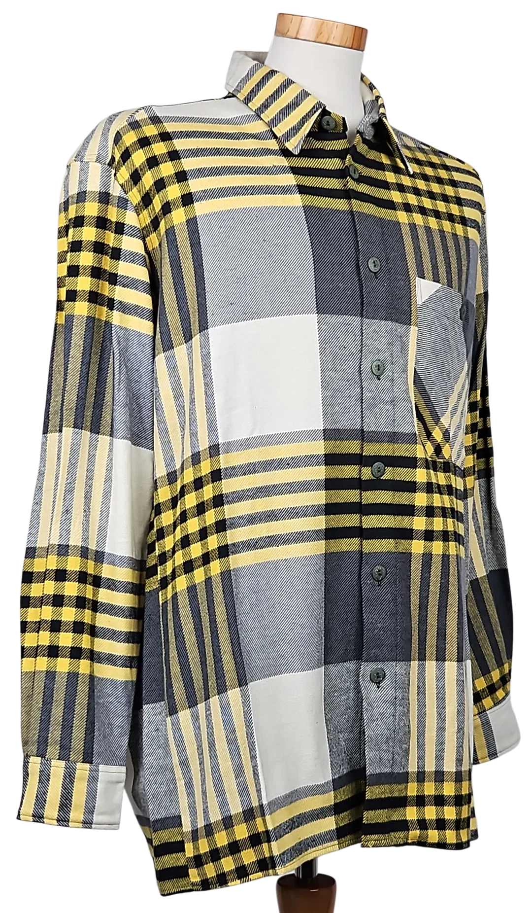LUIGI Vintage Herren Hemd, gelb/grau - Gr. L  – Bild 2