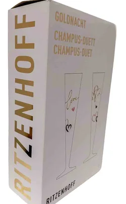 Ritzenhoff Goldnacht Champus-Duett – 2 Champagnergläser mit Geschenkbox – Vorschau 3