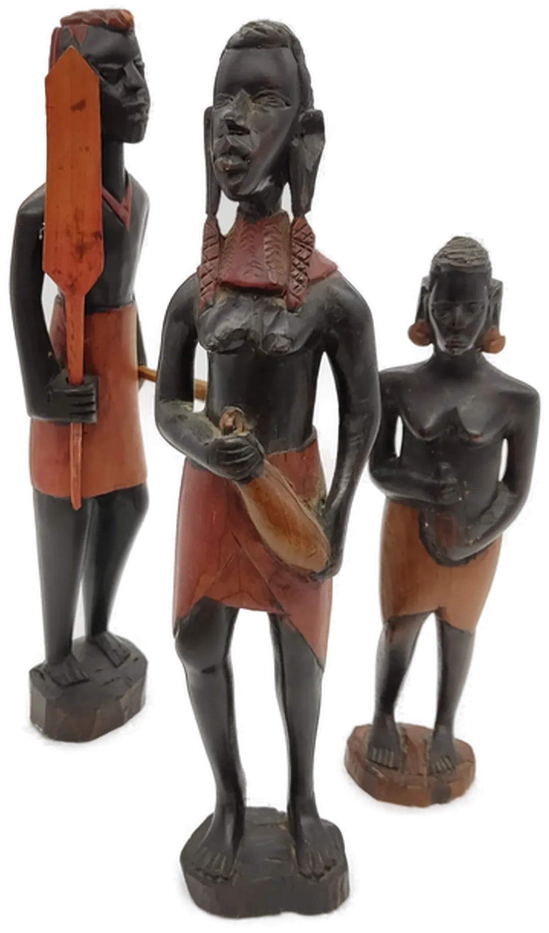  Afrikanische Holzfiguren 3 Stück - 2 Frauen 1 Mann – Bild 2