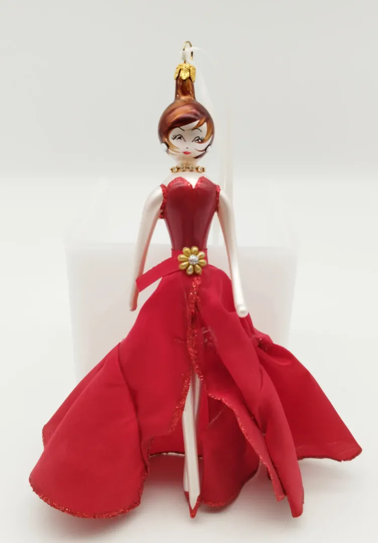 Weihnachtsbaum-Anhänger, Dame mit rotem Kleid, inkl. Band - Bild 1