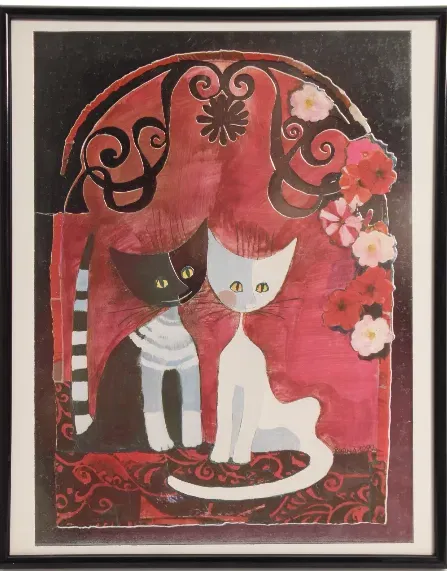 Rosina Wachtmeister Stil Katzenbild | Kunstdruck gerahmt | BH RINX Rahmen - Bild 4