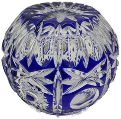 Bleikristall Kugelvase Teelichthalter handgeschliffen mundgeblasen kobaltblau - Bild 3